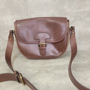 J Crew Leather Saddle Bag Brown Crossbody Gold Like Hardware Purse